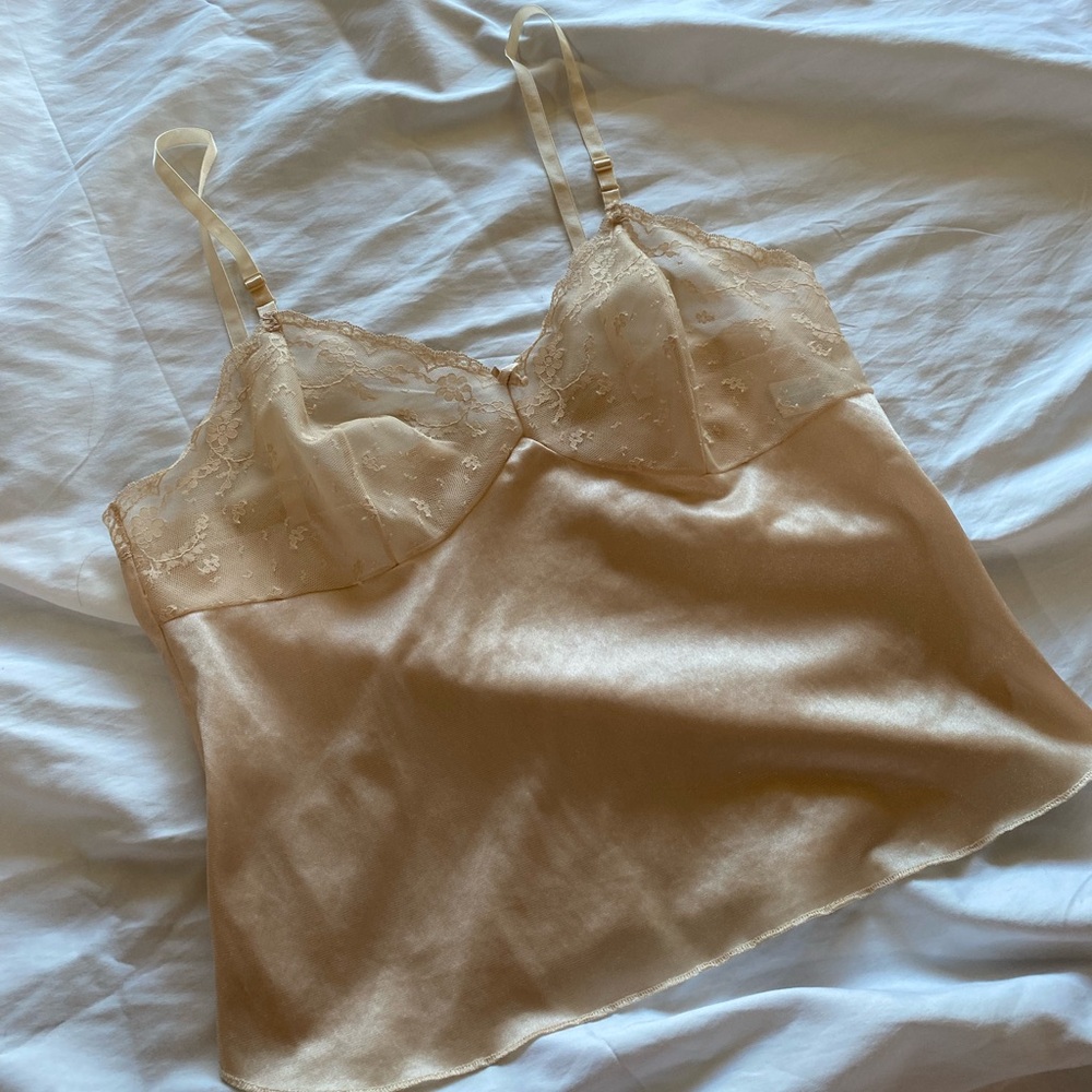 Vintage Vasaretta Beige Lingerie Top Sheer Lace Size 36